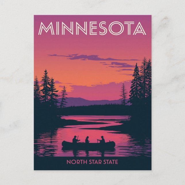 Postal Minnesota North Star State Canoeing Sunset (Anverso)