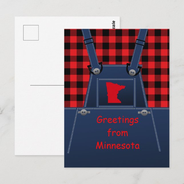 Postal Minnesota Overalls Buffalo Plaid (Anverso / Reverso)