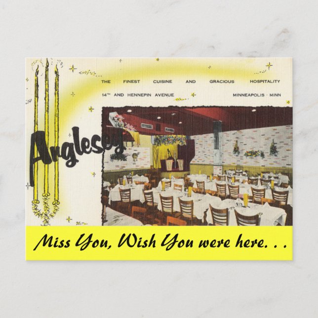 Postal Minnesota, Restaurante Anglesey, Minneapolis (Anverso)