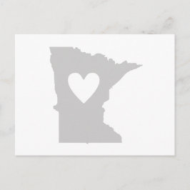 Postal Minnesota Shaped Gray Heart Minnesotan Love Adore