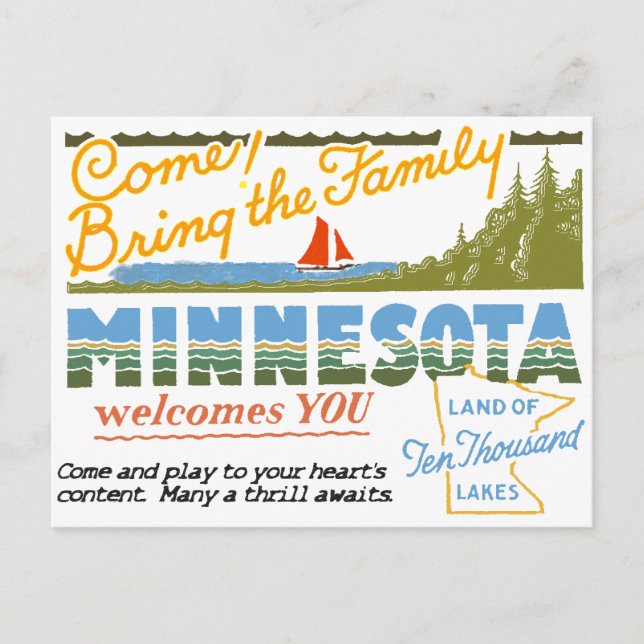 Postal Minnesota - Tierra de diez mil lagos (Anverso)