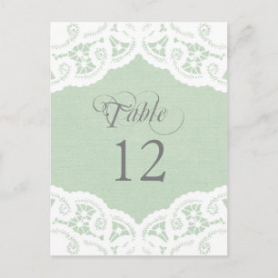 Postal Mint Lace Doily Boda Número de tabla