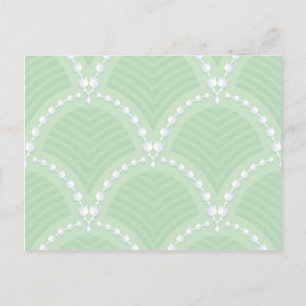 Postal Mint, lindo, blanco, art deco, perla, patrón, art