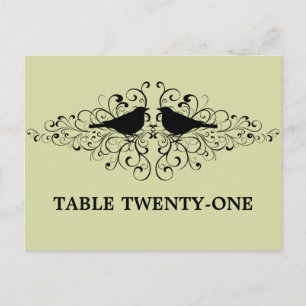 Postal Mint Love Bird Swirls Table Number Postcard