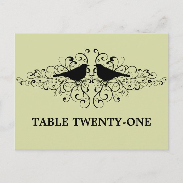 Postal Mint Love Bird Swirls Table Number Postcard (Anverso)