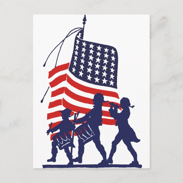 Postal Minutos Hombres y Bandera Estadounidense (Anverso)