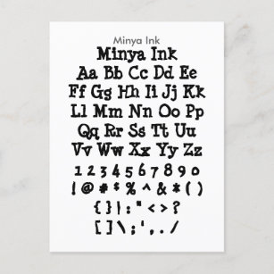 Postal Minya Ink - Hoja de ejemplo de tipos de letra Zazz