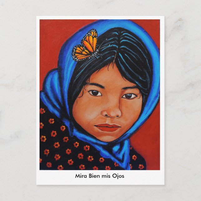 Postal "Mira bien mis ojos" (Anverso)