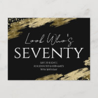 Mira quién Cumple 70 Años Cumpleaños Dorado Negro 