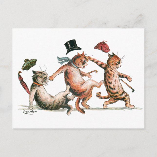 Postal Mira tus gatos de paso por Louis Wain (Anverso)