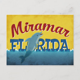 Postal Miramar Florida Dolphin Retro Viaje Vintage