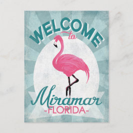 Postal Miramar Florida Pink Flamingo Retro