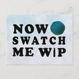 Postal Mírame Obra en Curso Crochet Yarn Verde azulada