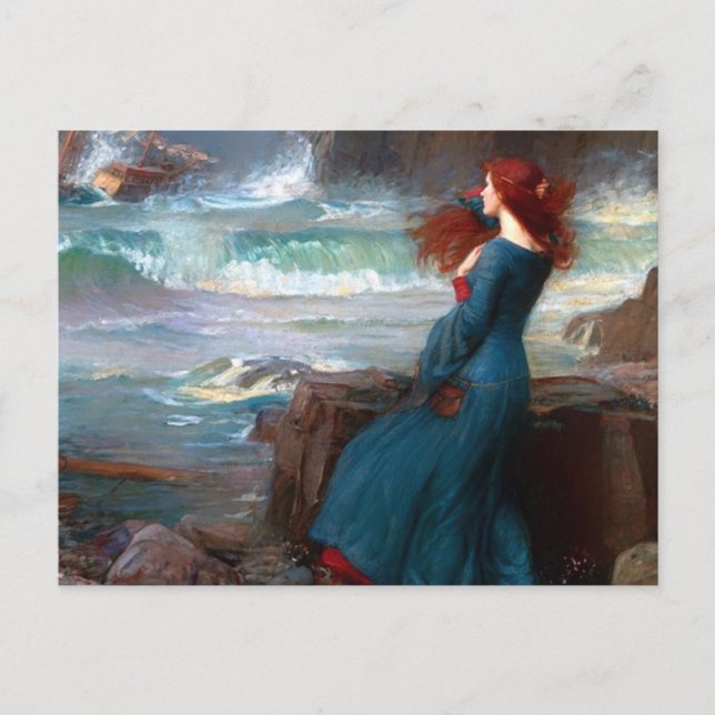 Postal Miranda El Tempest John William Waterhouse (Anverso)