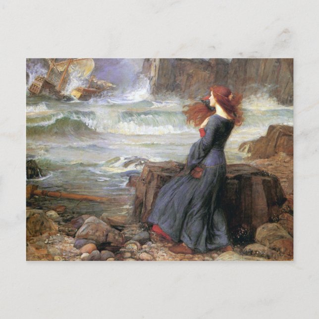 Postal Miranda - La Tempest - John William Waterhouse (Anverso)