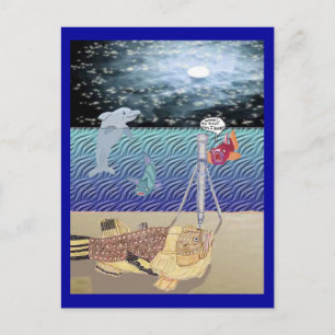 Postal Mirando A La Luna