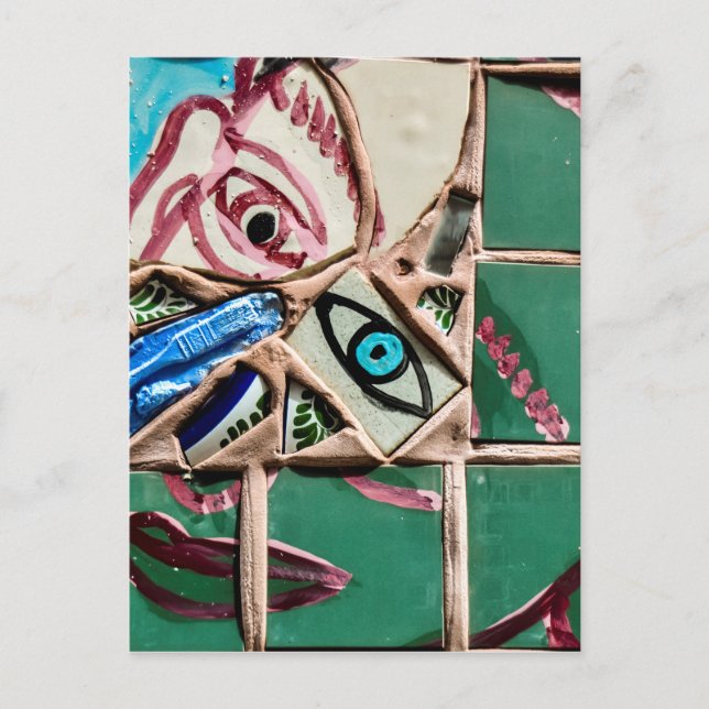 Postal Mirando desde adentro graffiti de mosaico (Anverso)