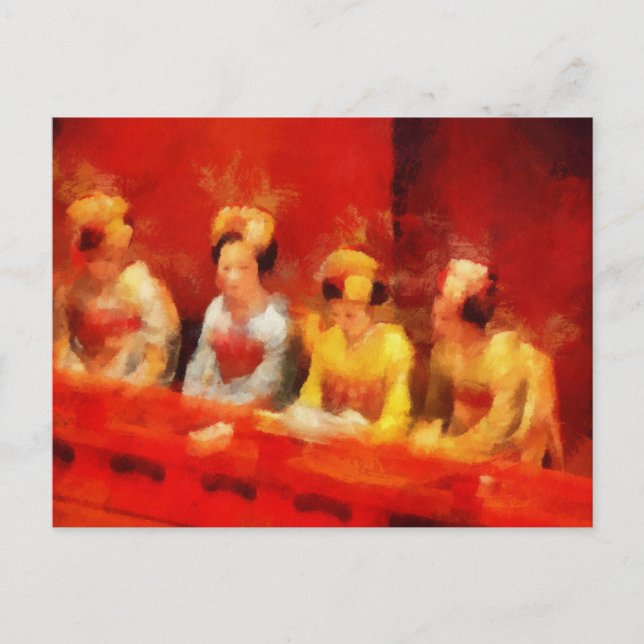 Postal Mirando el arte kabuki (Anverso)