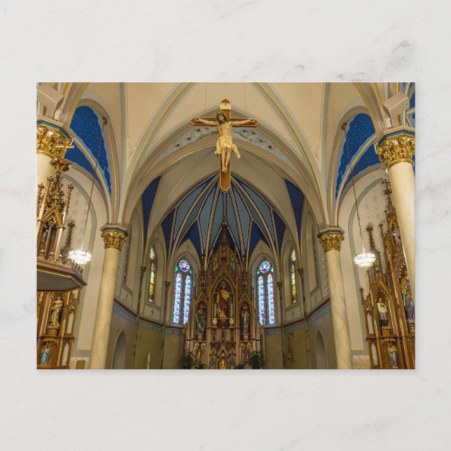 Postal Mirando hacia arriba la columna del altar de San P (Anverso)