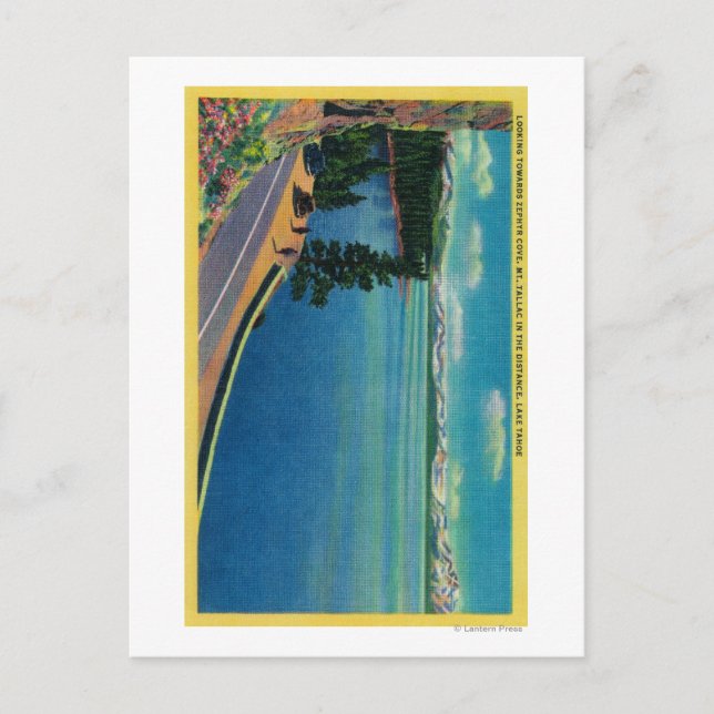 Postal Mirando hacia Zephyr Cove, Monte Tallac (Anverso)