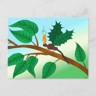 Postal Mirando insectos de vidrio - vuelo de Snapdragon