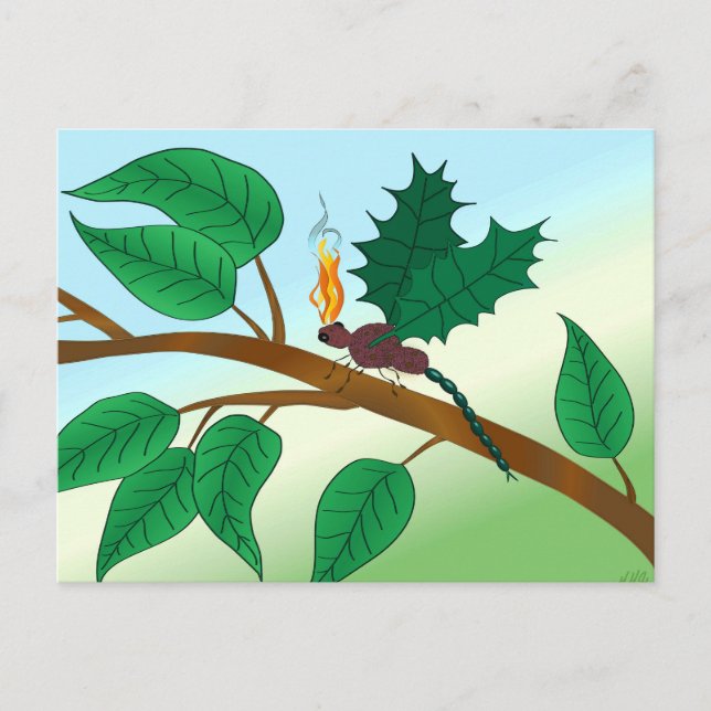 Postal Mirando insectos de vidrio - vuelo de Snapdragon (Anverso)