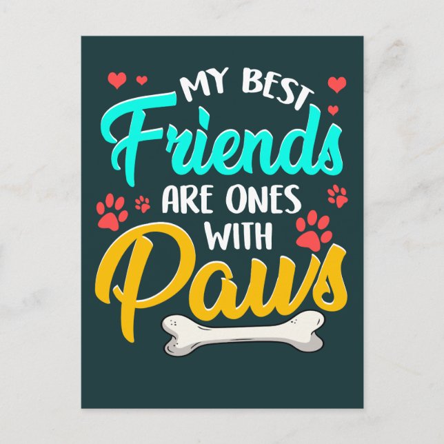 Postal Mis mejores amigos son los que tienen patas (Anverso)