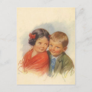 Postal Mis Ojos Te Adoran, Niño Vintage Amor De La Cachor