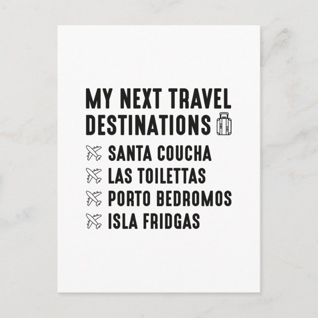 Postal Mis próximos destinos de viaje (Anverso)