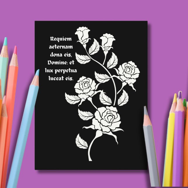 Postal Misa de Réquiem para Colorear Adultos Tradicional  (This Requiem coloring postcard could convey greetings of sympathy.)