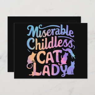 Postal Miserable dama de gato sin hijos