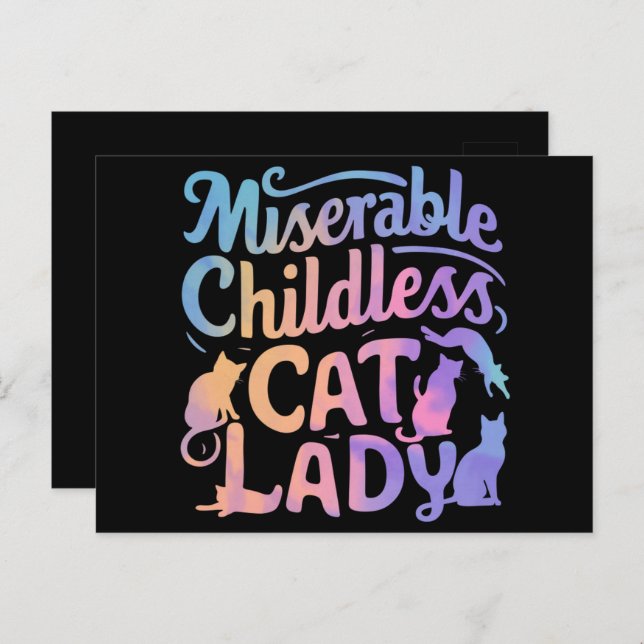 Postal Miserable dama de gato sin hijos (Anverso / Reverso)