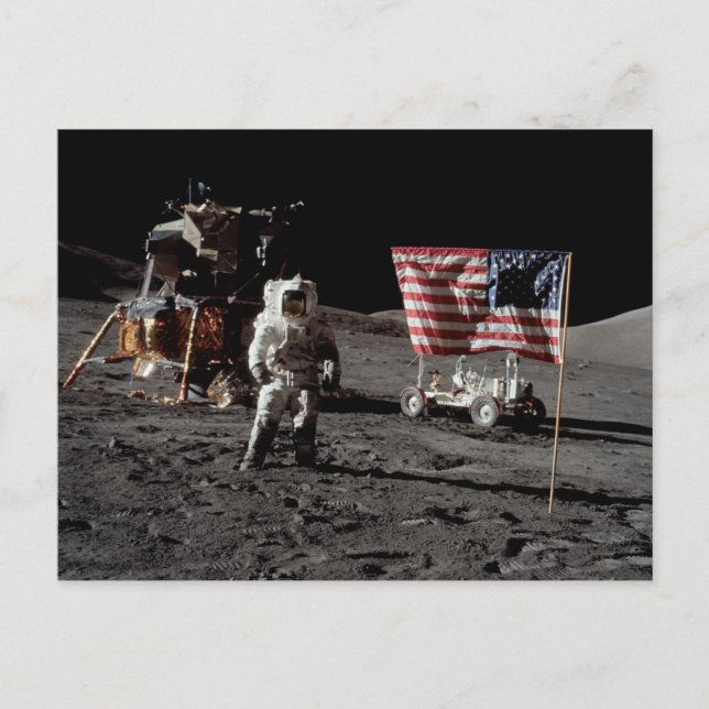 Postal Misión de aterrizaje lunar de la NASA Apollo 17, 1 (Anverso)