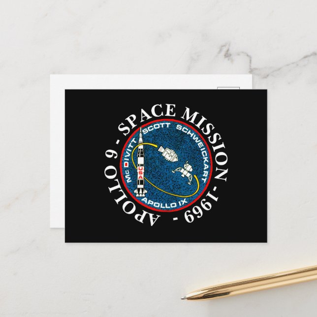 Postal Misión Espacial Apolo 9 1969 Insignia (Anverso/Reverso In Situ)
