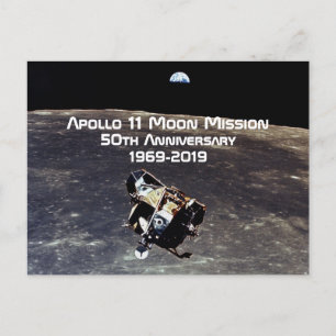 Postal Misión histórica de la Apolo 11 en la Luna 50º Ani