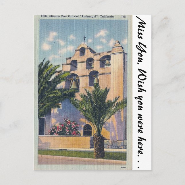 Postal Misión San Gabriel, California (Anverso)