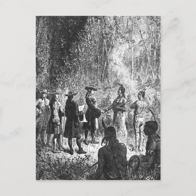 Postal Misioneros moravos entre los indios (Anverso)