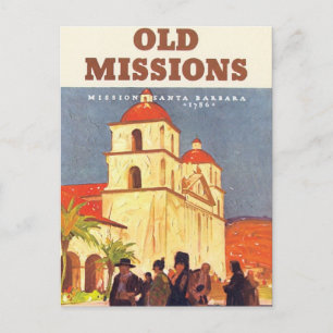 Postal Misiones Vintage Santa Barbara