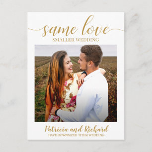 Postal Mismo Amor Anuncio de Boda Reducida Foto Dorada