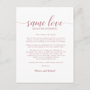 Postal Mismo Amor Boda Pequeña Rosa Dorado