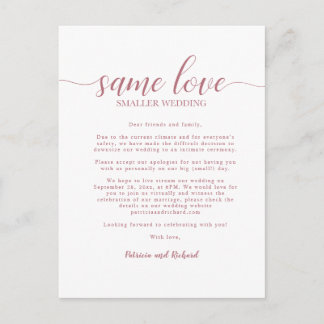 Postal Mismo Amor Boda Pequeña Rosa Dorado