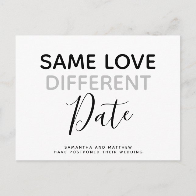 Postal Mismo Amor Diferente Fecha Simple Boda Moderno (Anverso)
