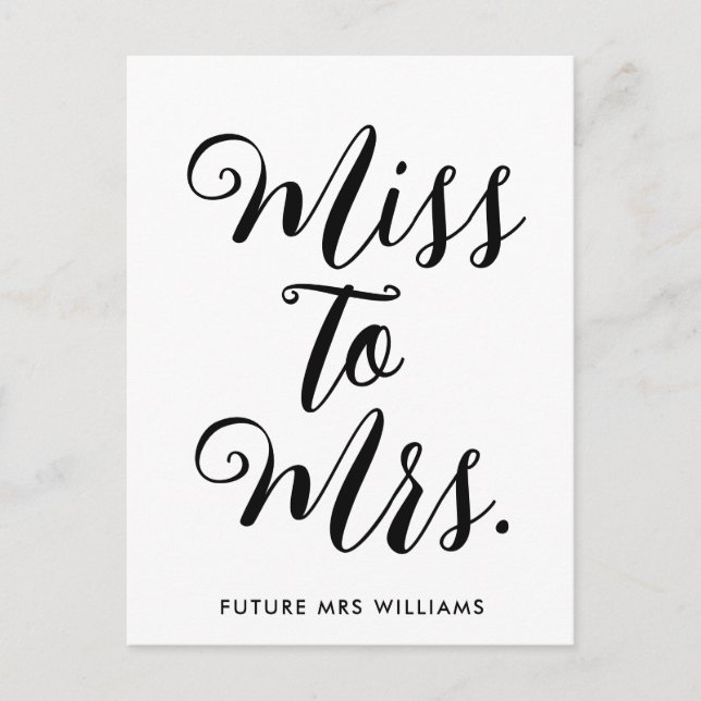 Postal Miss a la señora Banner Modern Bridal Shower Prop (Anverso)