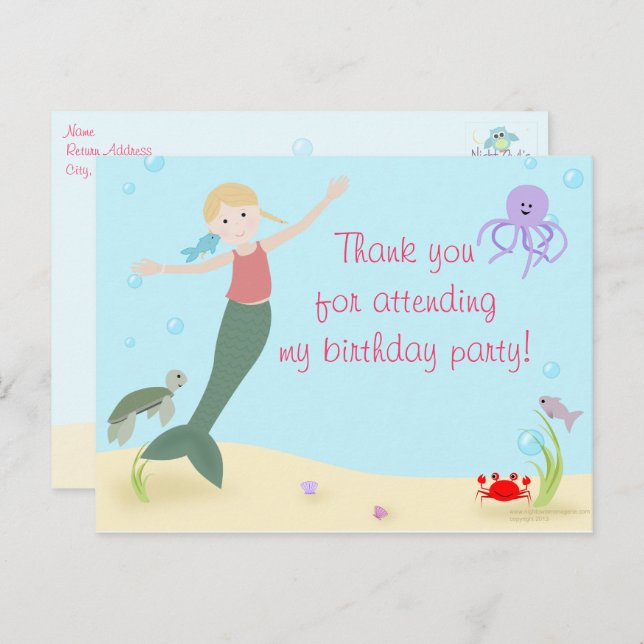 Postal Miss Mermaid Fiesta Gracias (Anverso / Reverso)