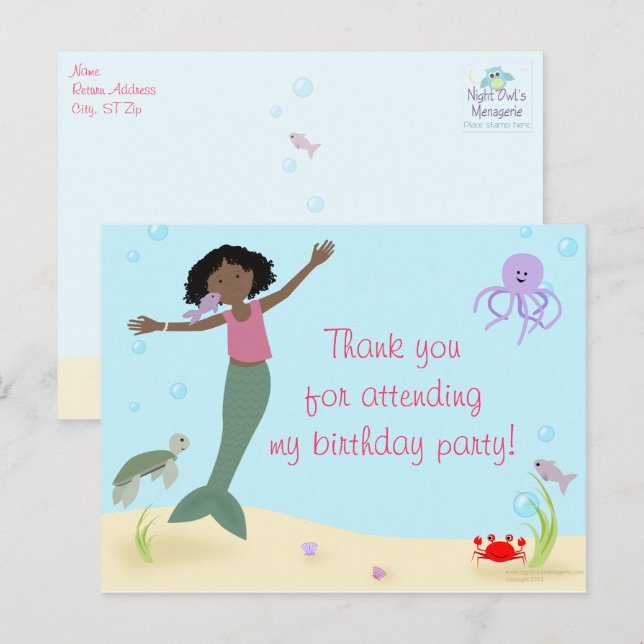 Postal Miss Mermaid Fiesta Gracias (Anverso / Reverso)