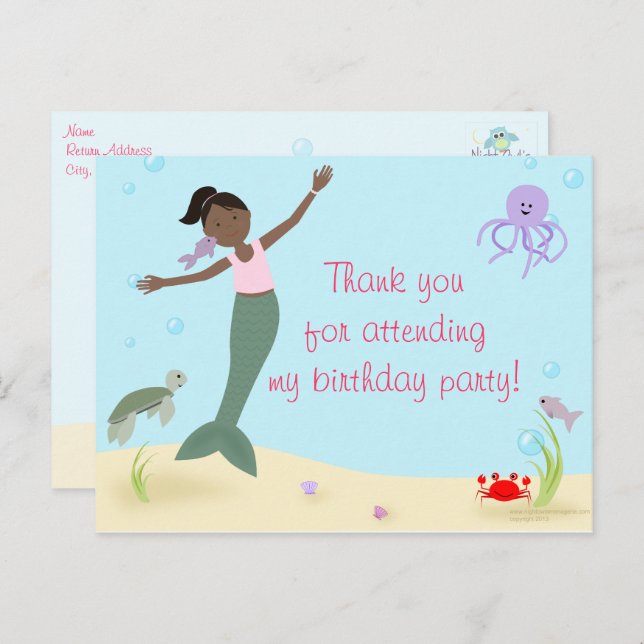 Postal Miss Mermaid Fiesta Gracias (Anverso / Reverso)