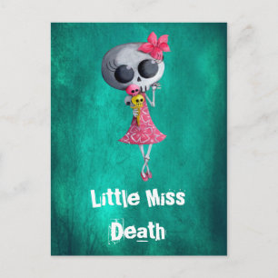 Postal Miss Muerte Pequeña con Helado de Halloween