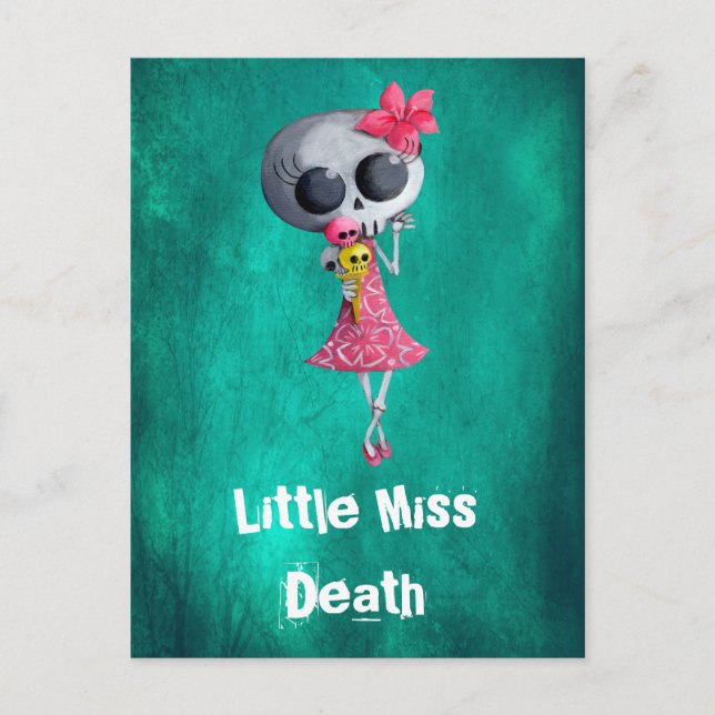 Postal Miss Muerte Pequeña con Helado de Halloween (Anverso)