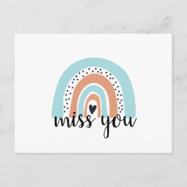 Postal Miss You Rainbow Heart Blue Peach