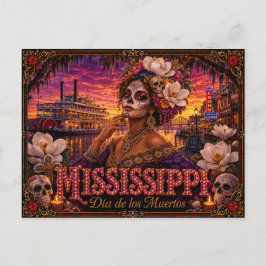 Postal Mississippi Día de los Muertos Retro